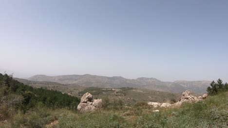 Nature-valley-in-Alicante-rural-landscape,-green-valley-and-forest,-hike