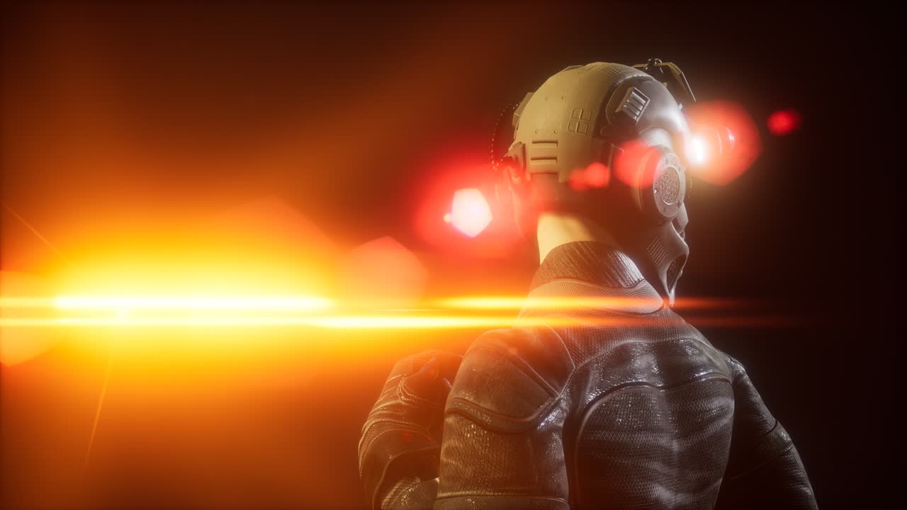 mujer joven cyberpunk, estilo futurista