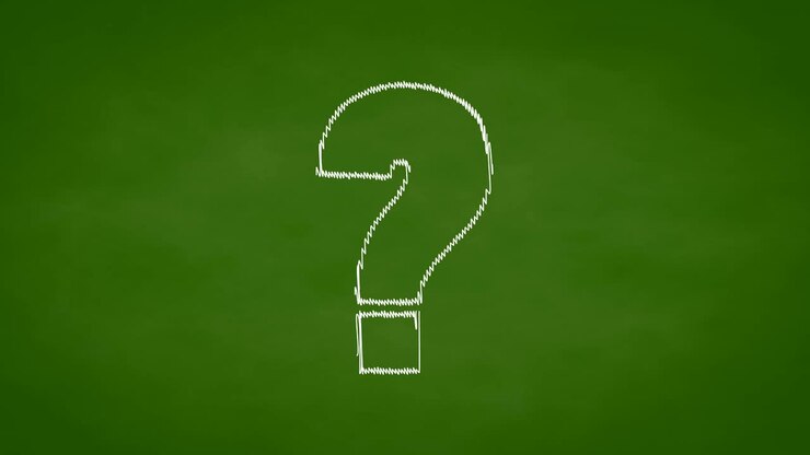 Question mark animation, chalk sketch style on green chalk board, confusion concept