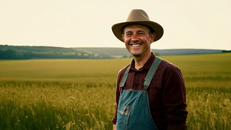 happy farmer in a field