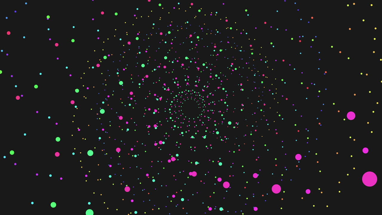 Colorful spiral pattern formed by arranged dots