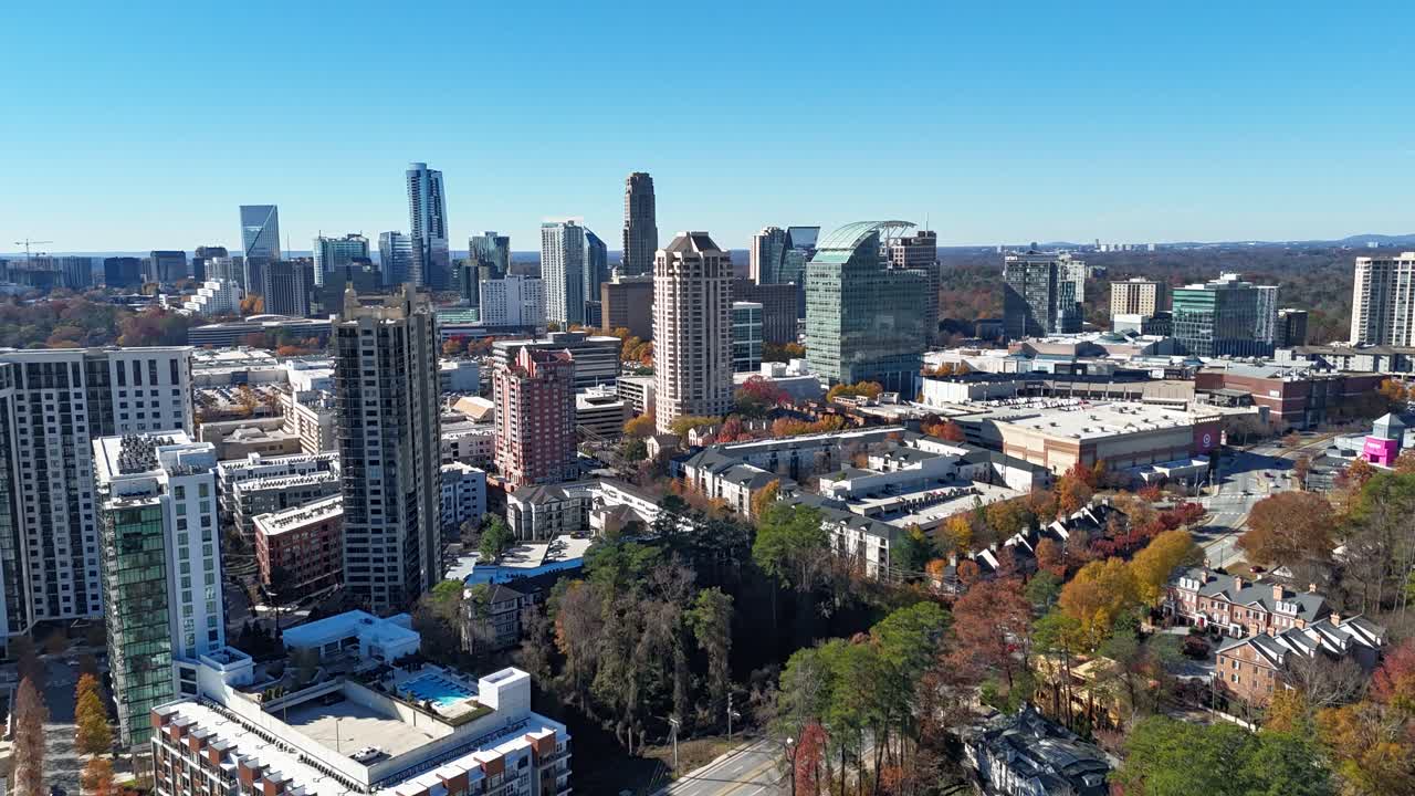 Aerial Timelapse of Buckhead in Atlanta, Georgia in the fall of 2024.