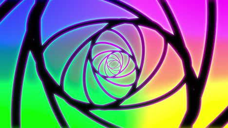 abstracts rainbow spiral psihodelic tunnel background. seamless loop 4k animation. virtual reality future design 3d render