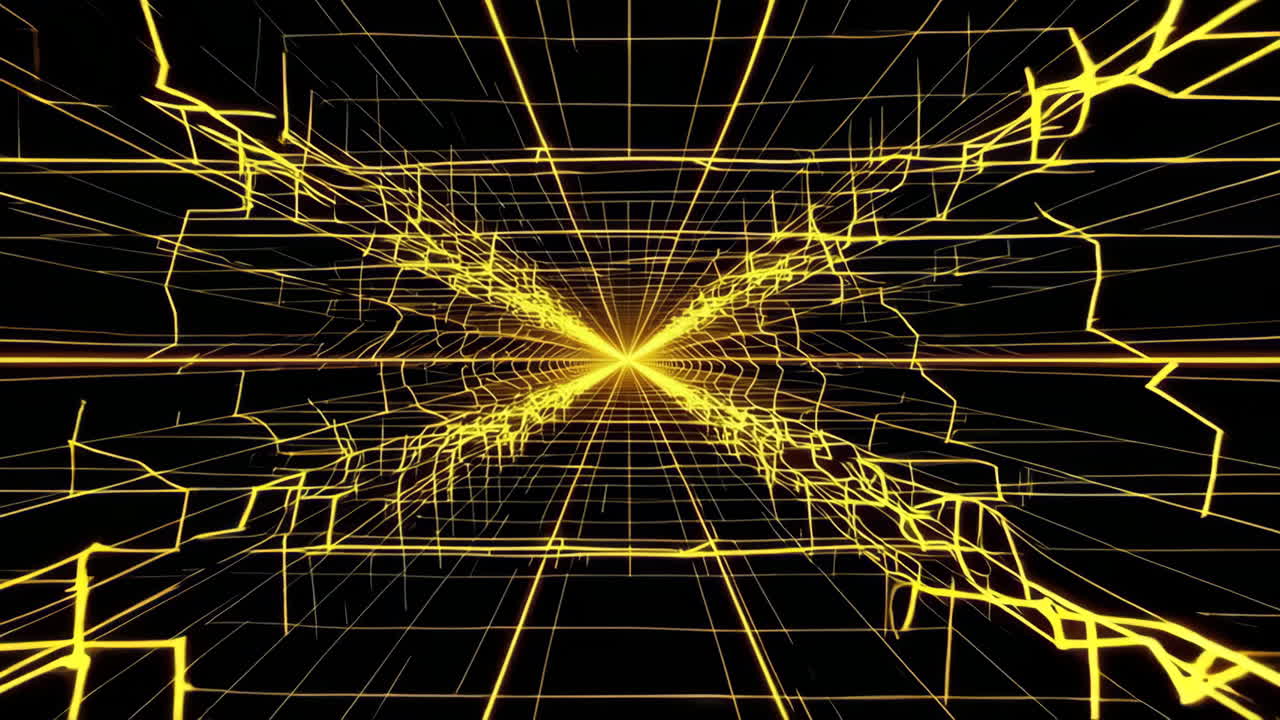 Abstract Glowing Tunnel Grid