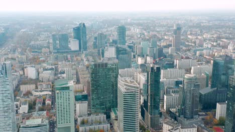 warsaw business center skyscappers aerial drone, poland