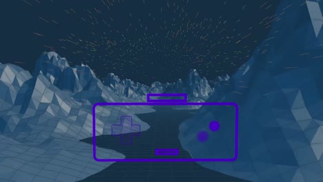 animation of game pad in metaverse space on navy background