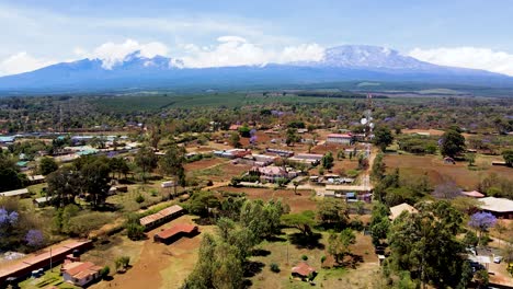 rural village town of kenya with kilimanjaro in the background