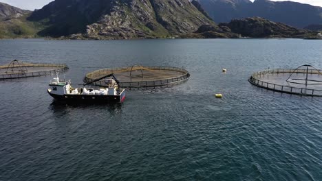imágenes aéreas de granjas de pesca de salmón en noruega