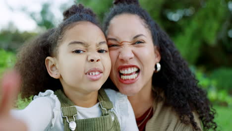 Family,-selfie-and-comic-face-with-mother