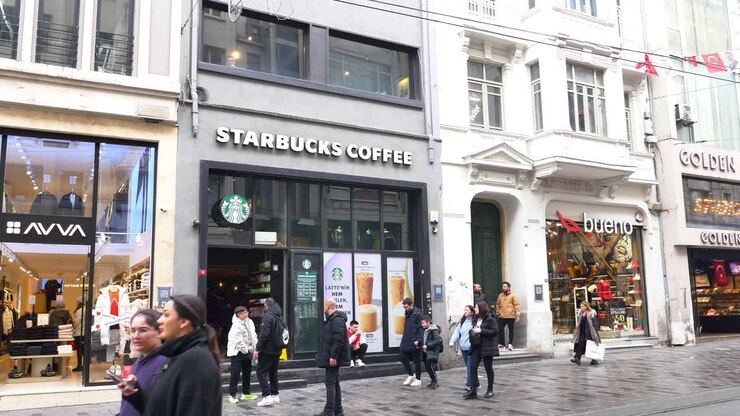 Starbucks Coffee Shop in Istanbul City Street