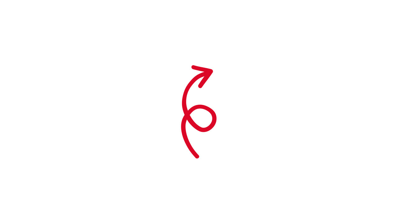Animated Red Spiral Arrow Drawing on White Background
