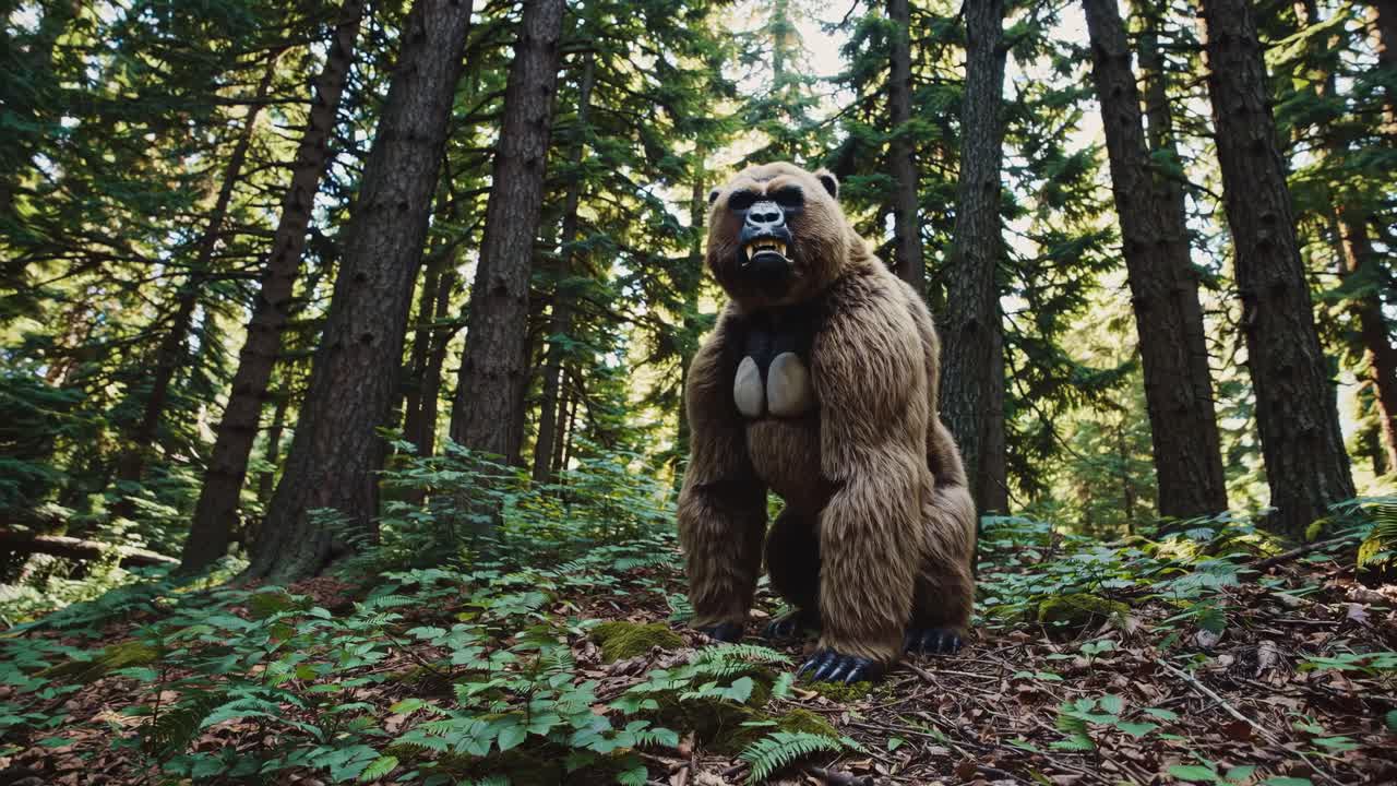 Gorilla statue in a forest