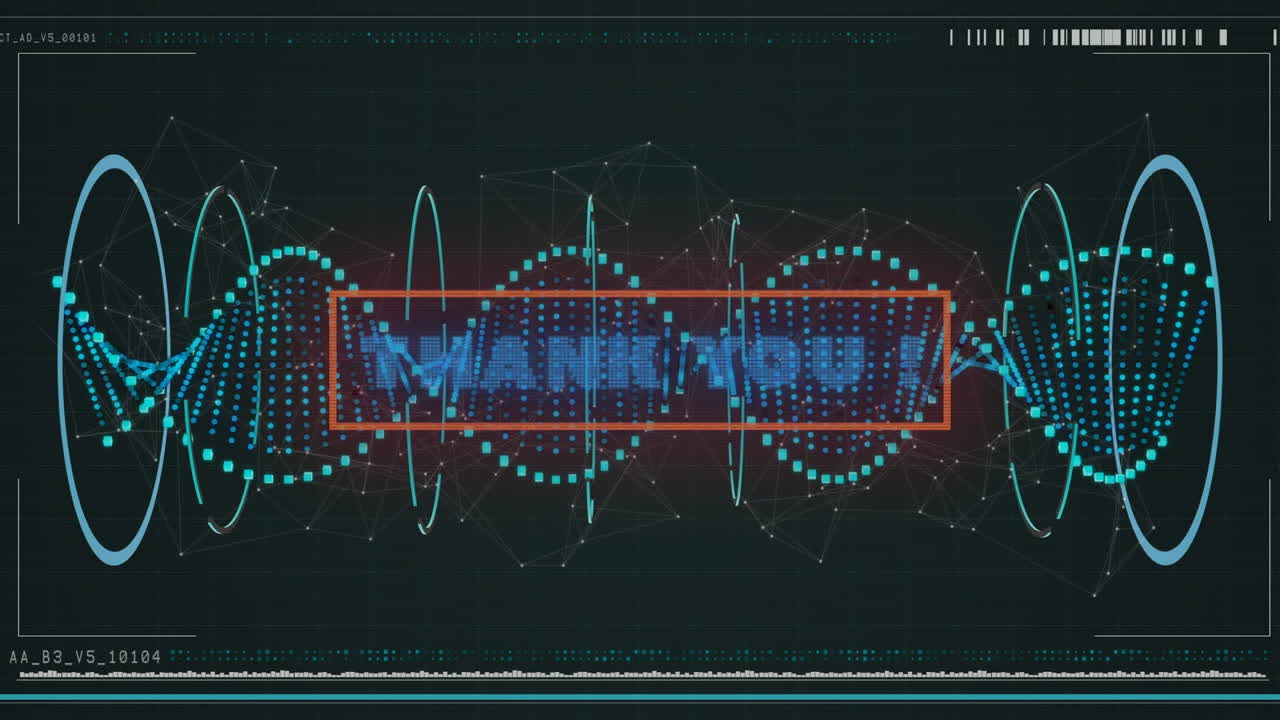 animación de texto de agradecimiento sobre cadena de adn giratoria verde