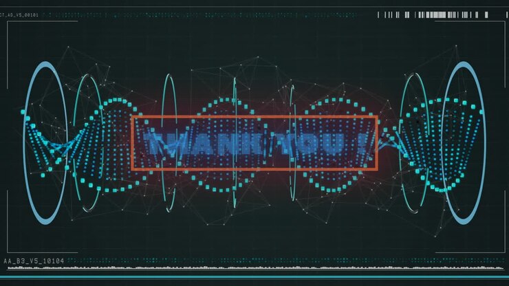 Animation of thank you text over green spinning dna strand
