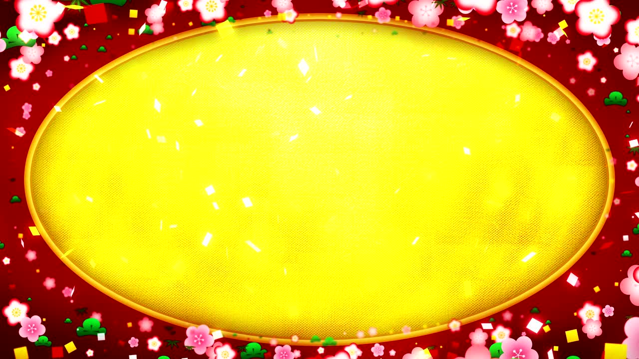 새해 일본 패턴, 금색 배경, 루프 애니메이션