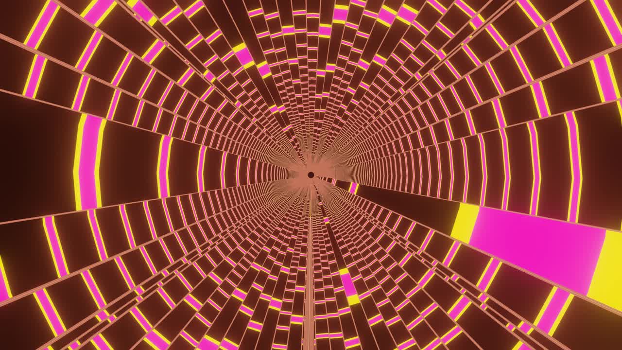 animación de video 4k dentro del túnel con hermosa textura de color rosa y amarillo y gráficos de movimiento de bucle sin costuras.
