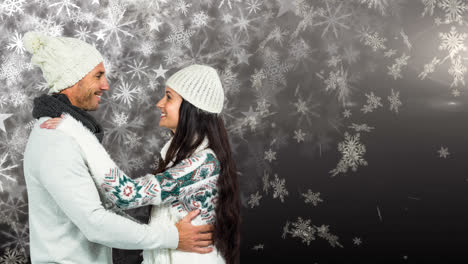 Winter-couple-with-snowflakes-falling