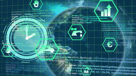 Animation of computer data processing over transparent background