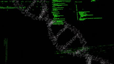 animación del hilado de cadenas de adn y procesamiento de datos médicos