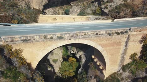 Aerial-view-of-two-old-bridges-from-different-periods