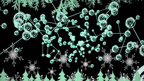animación de la nieve cayendo en navidad sobre los iconos de los medios.