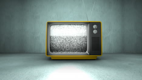 Ampliar-La-Animación-De-Un-Televisor-Antiguo-Encendido-Y-Sin-Señal-En-Una-Habitación-Concreta