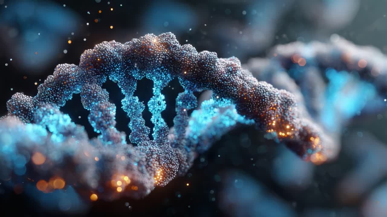 Straordinaria visualizzazione della struttura dell'elica del DNA che mette in risalto la complessità molecolare e il design intricato in un'accattivante prospettiva ravvicinata