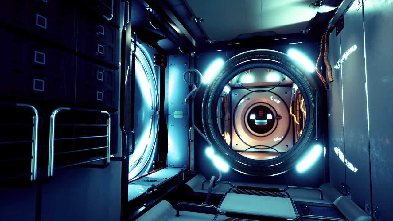 corredor futurista con luces brillantes en un entorno de alta tecnología