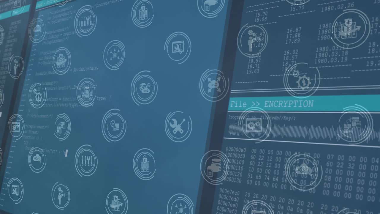 animación de iconos sobre el procesamiento de datos