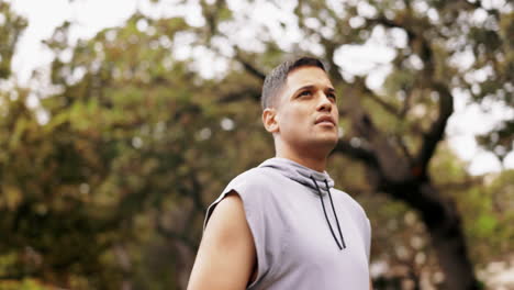 360, deportes y un hombre en la naturaleza para el fitness