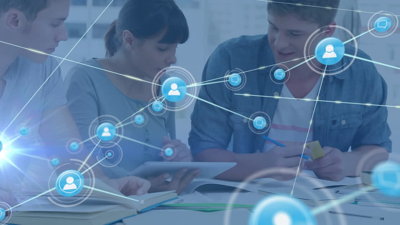 비즈니스 동료에 대한 아이콘과 연결 네트워크의 애니메이션