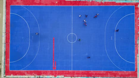 seen from above young people playing football in são tomé,africa
