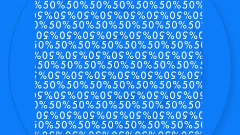 Animation-of-50-percent-text-on-blue-background