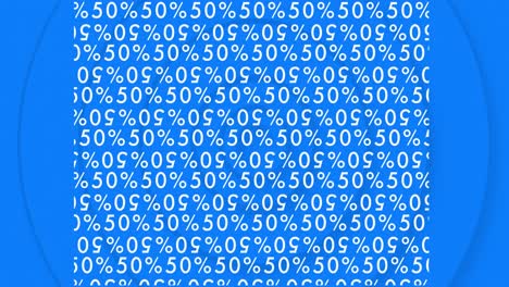 Animation of 50 percent text on blue background