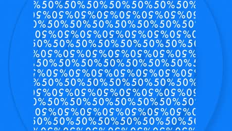 animation of 50 percent text on blue background