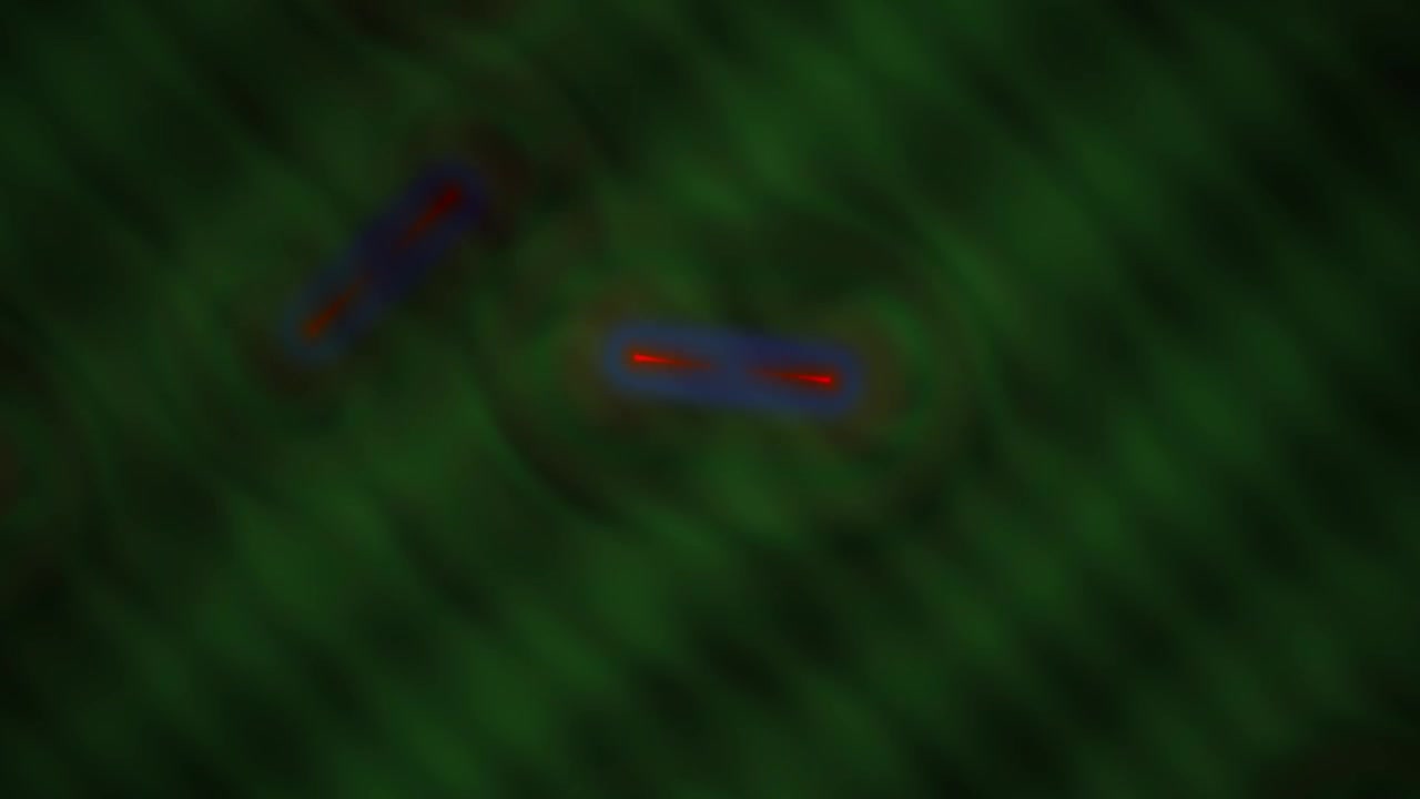 Abstract Microscopisch Beeld van Bacteriën die Bewegen in Groene Vloeistof