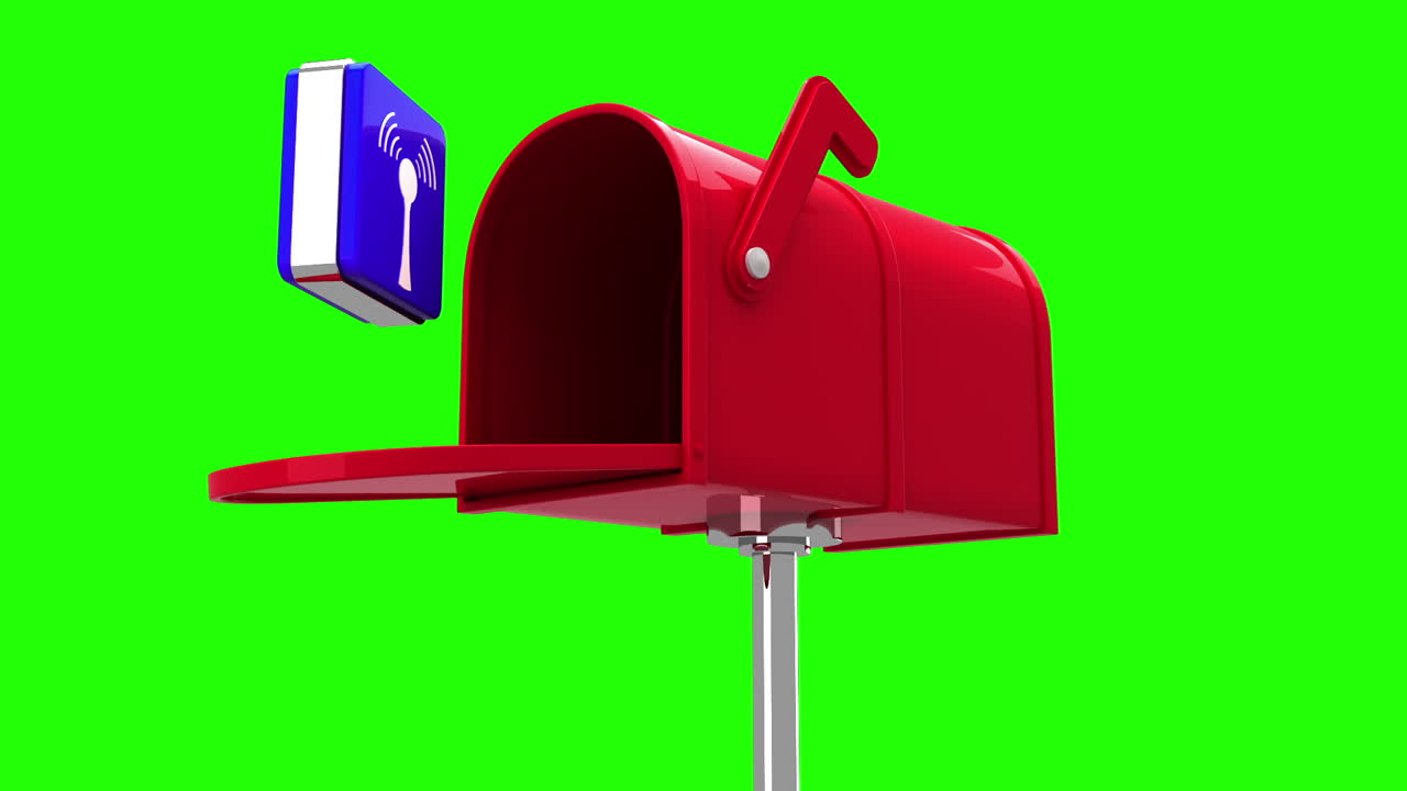 초록색 배경에 있는 메일박스의 wi-fi 아이콘