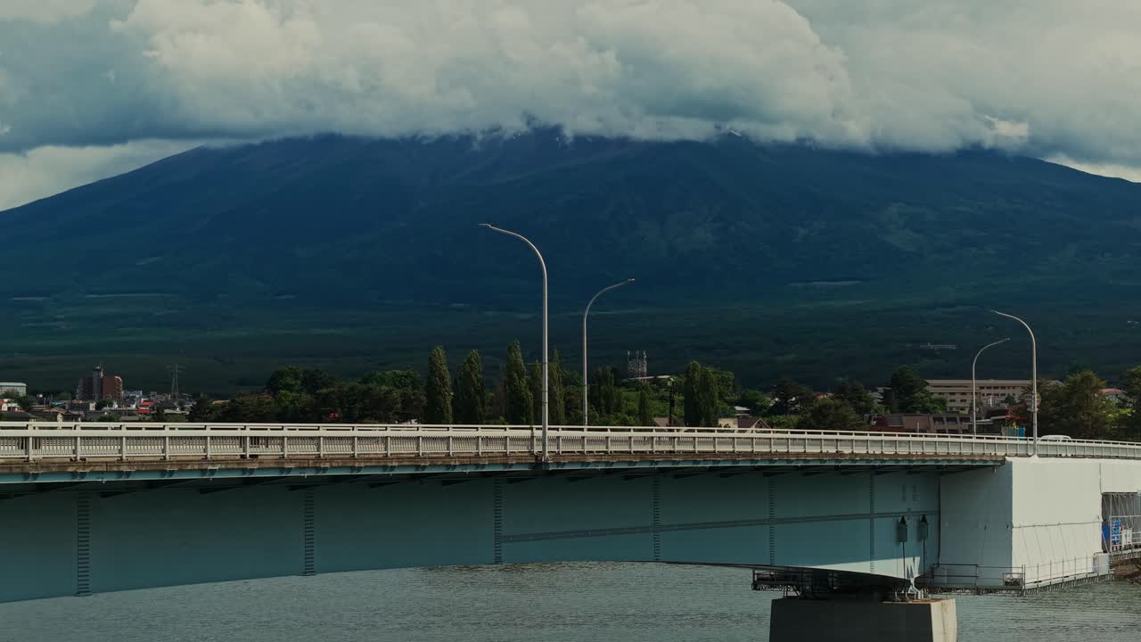 Scenic View of Mount Fuji and a Bridge