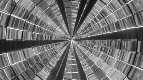 gráficos de movimiento computarizados de movimiento en un orificio circular profundo, monocromático y altamente reflectante.
