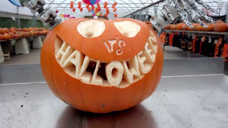 pan shot its halloween pumpkin carving smiling spooky and scary