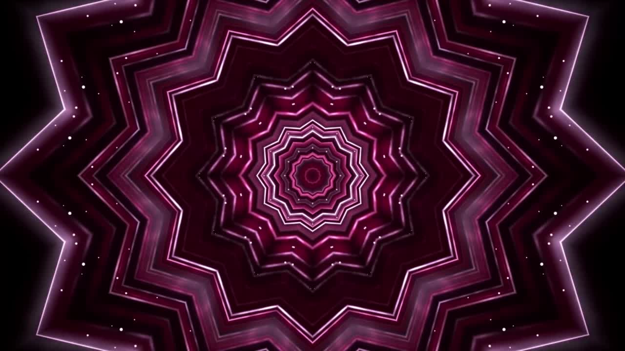 fondo de movimiento abstracto con vista de caleidoscopio con formas de flores que se abren y cierran con movimiento cambiante en formas y colores azul, azul claro y blanco