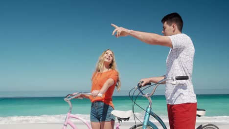 couple in love enjoying free time on the beach together