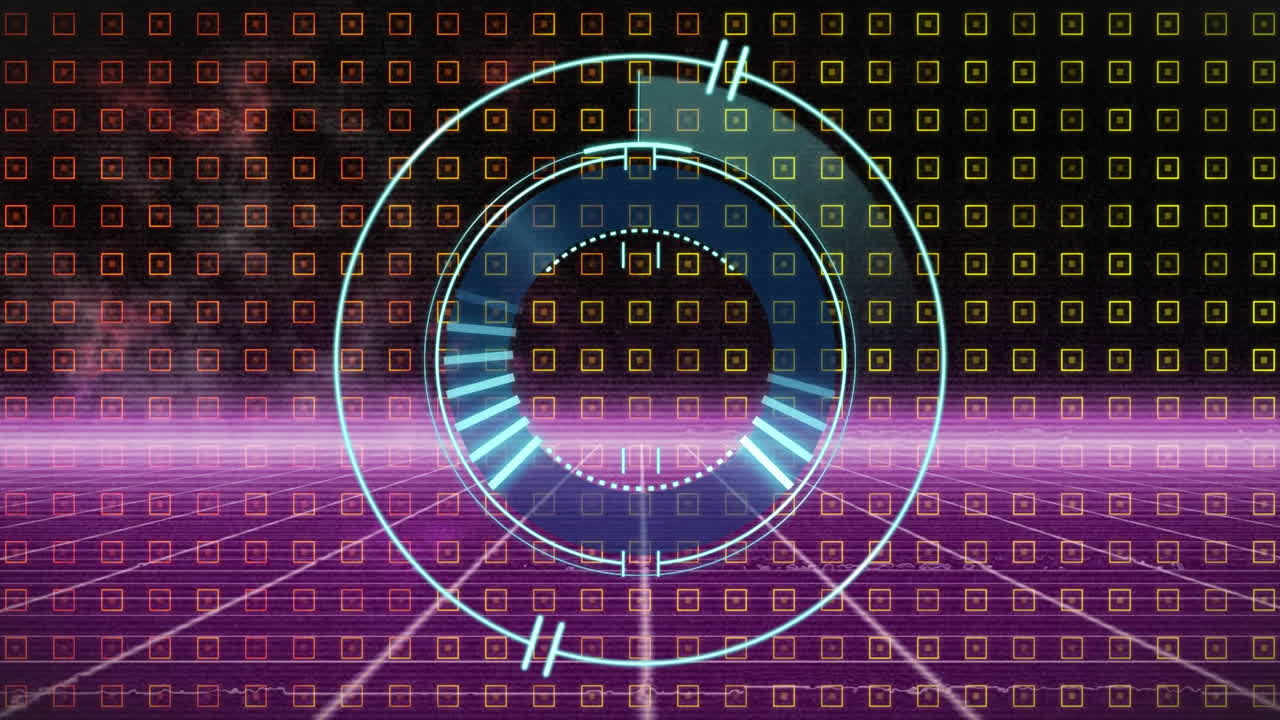 animación de la exploración del alcance sobre formas y líneas sobre fondo negro