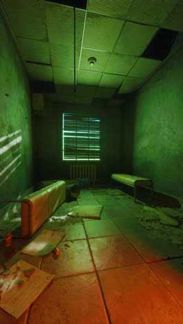 abandoned room with green lighting