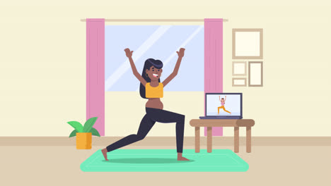 woman doing yoga at home