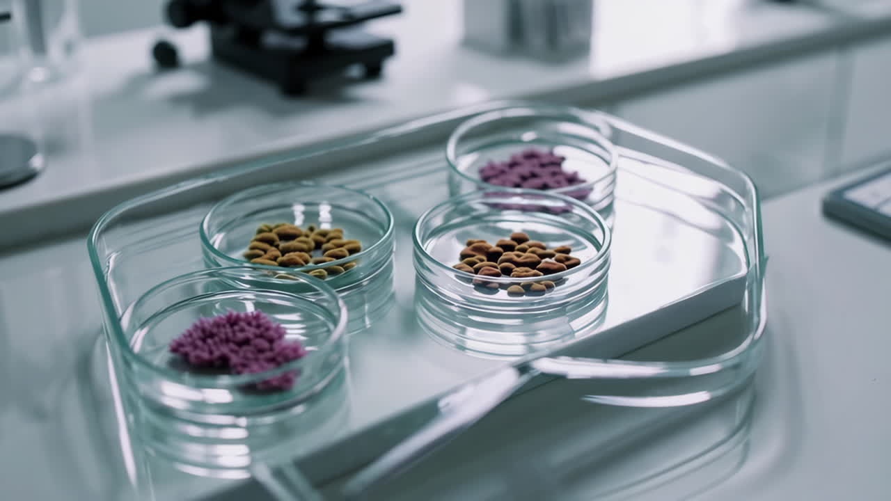 Petri Dishes with Samples in Laboratory Setting