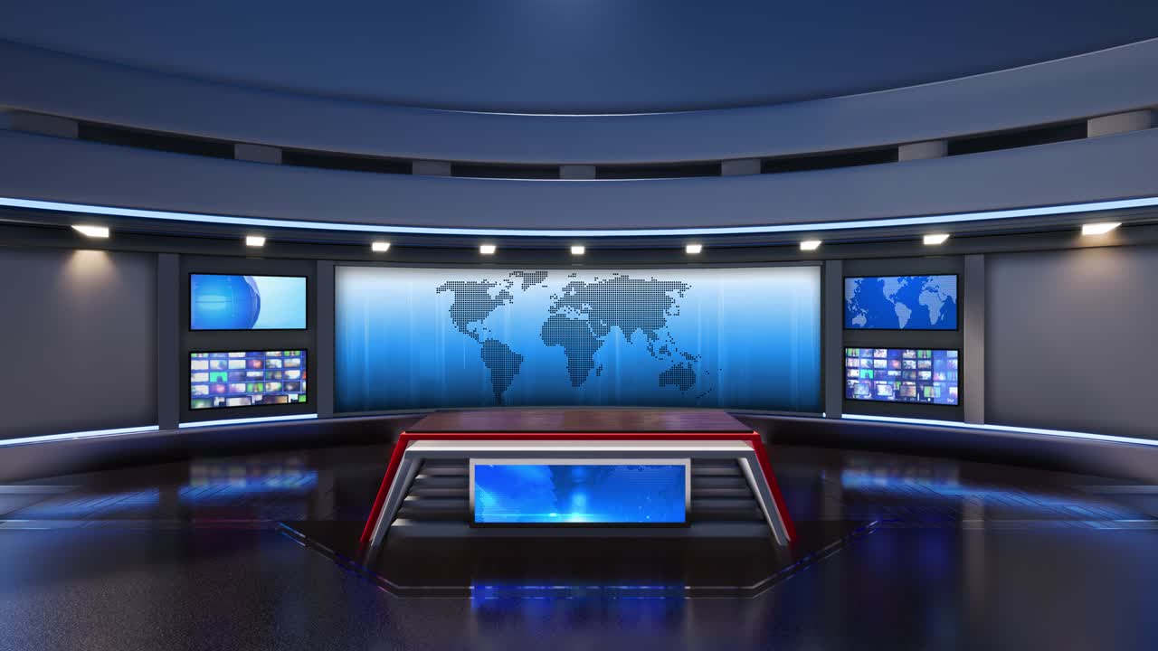 estudio de noticias virtual en 3d con fondo de pantalla verde