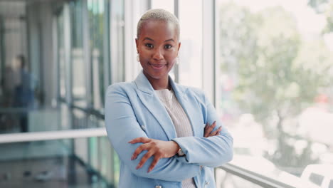 confident businesswoman in office setting