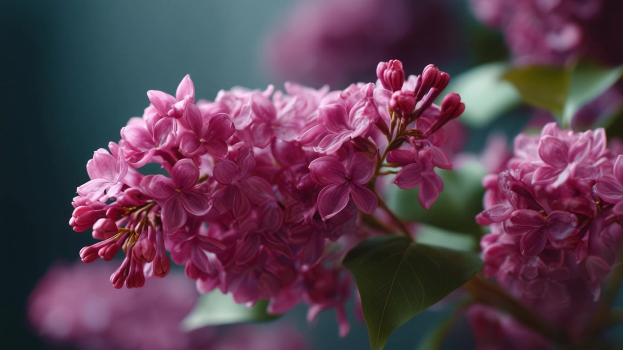 Mekar Lilac yang Cerah: Studi Dekat Bunga Merah Muda Halus dengan Daun Hijau Rimbun yang Tertangkap dalam Fokus Lembut dan Cahaya Alami