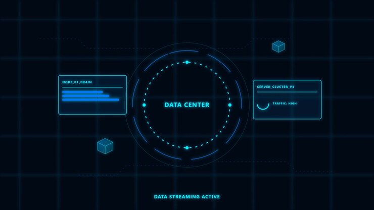 Digital Data Center Interface with System Diagnostics HUD